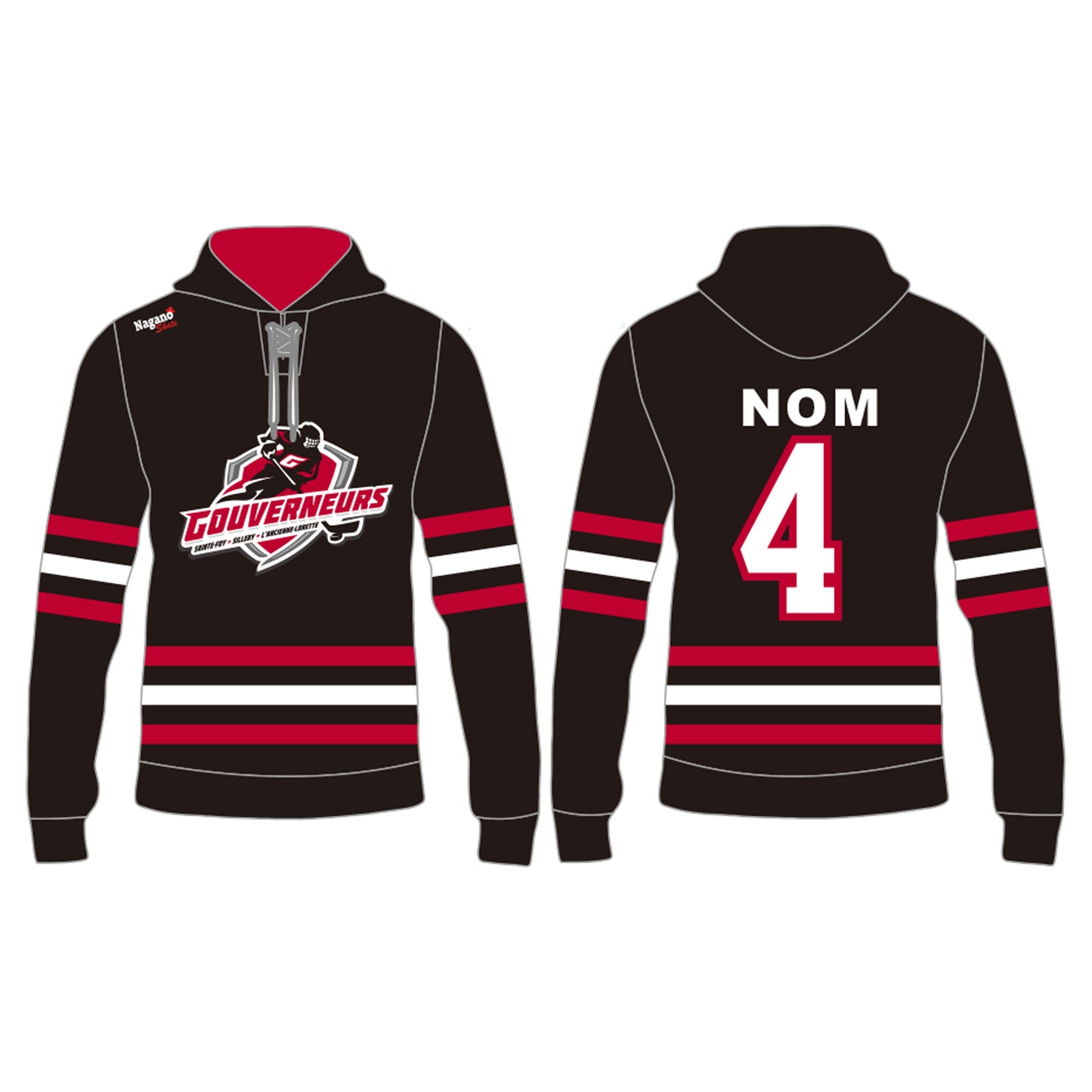 Sublimated Hockey Hoodie - Gouverneurs - STF-SIL - AL - Team Order Only